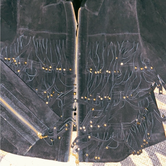 Black Suede Rock n Roll Leather Jacket - Picture 7 of 11